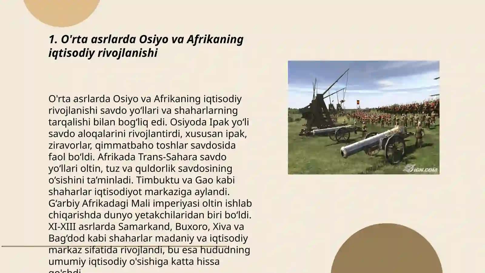 O'rta asrlarda Osiyo va Afrikaning iqtisodiy rivojlanishi 3