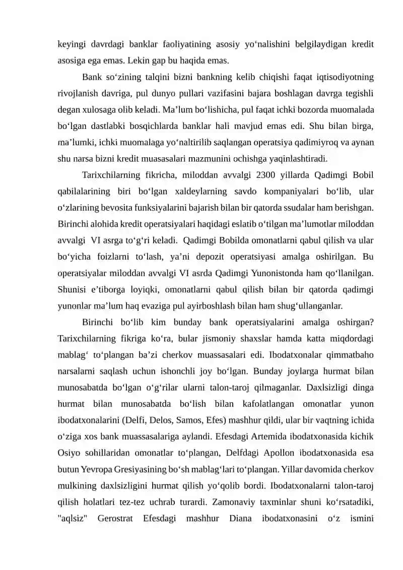 BANKLARNING PAYDO BO‘LISHI VA BANK TIZIMI 3