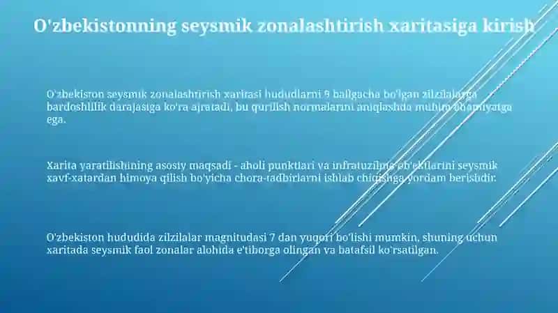 O'zbekistonning seysmik rayonlashtirish xaritasi bilan ishlash 3
