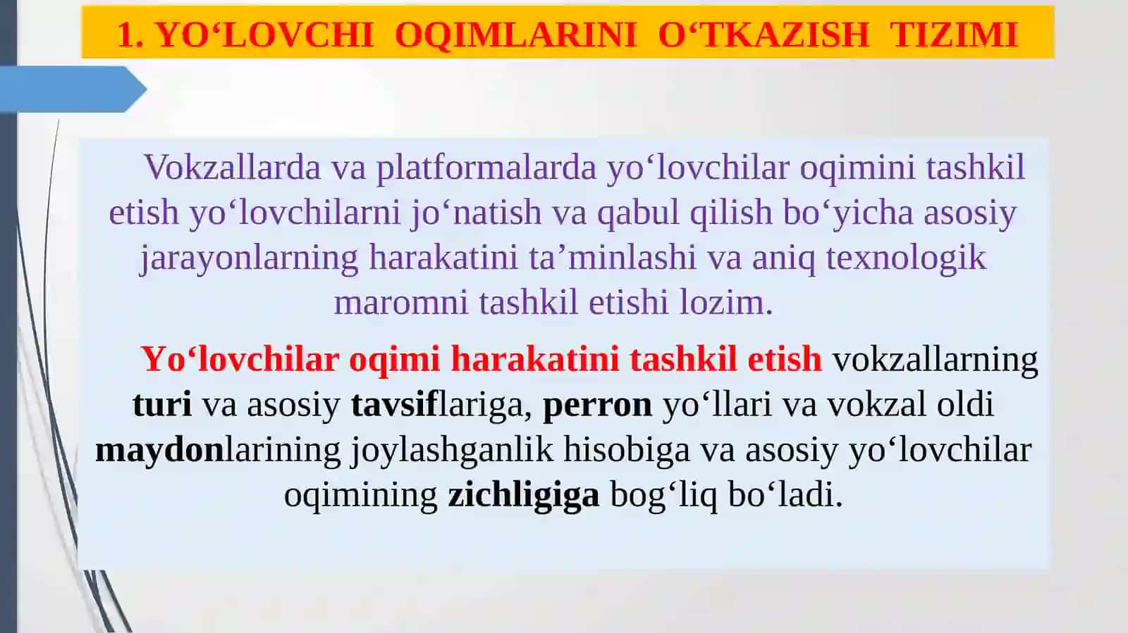 3-MA’RUZA TEMIR YO‘LVOKZALLARIDA YO‘LOVCHILARGA XIZMAT KO‘RSATISHNI TASHKILETISH 3
