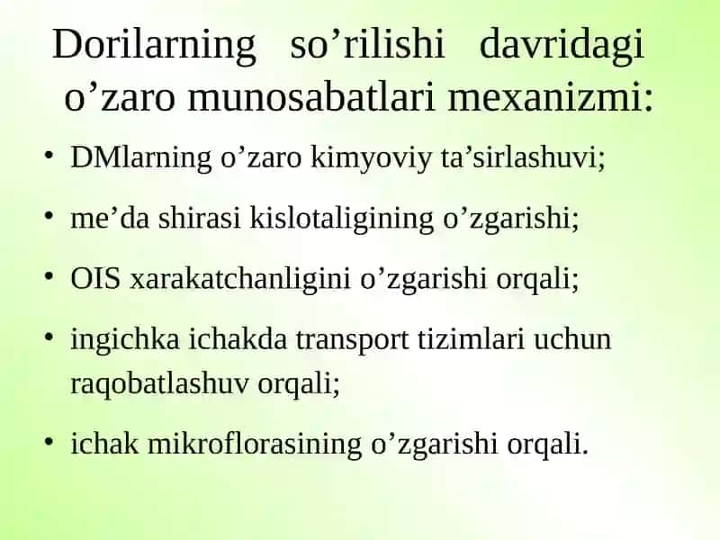DORILARNING O‘ZARO TA’SIRLASHUVI 3