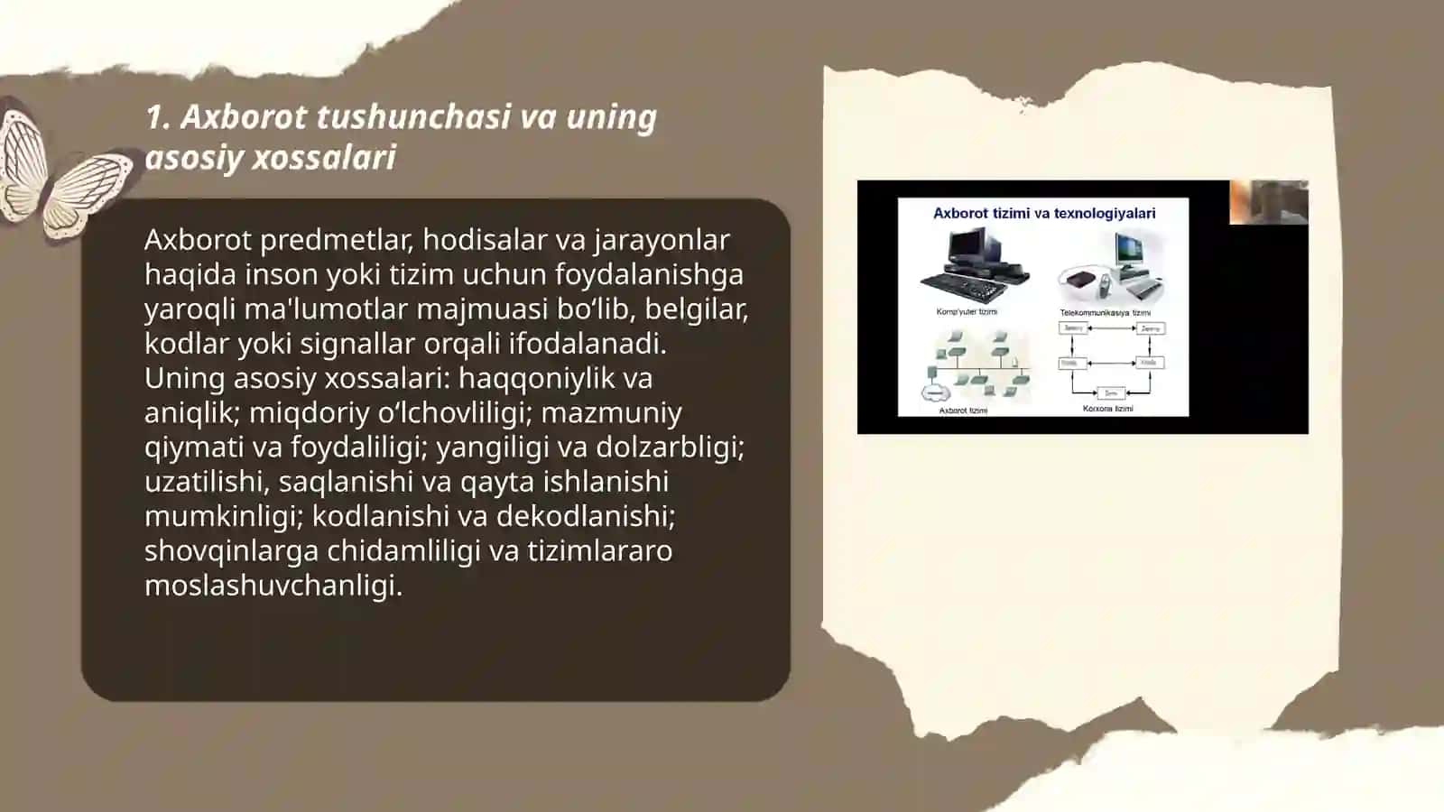 AXBOROTNING TURLARI VA XOSSALARI 3