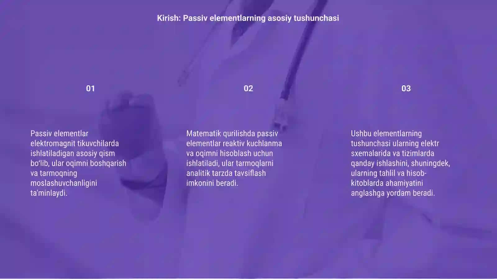Passiv elementlarning matematik elementni qurish 3