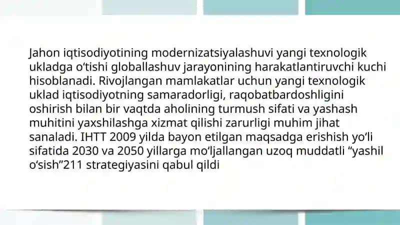 IHTT mamlakatlarida “yashil o‘sish”ni ta’minlash modellari 3