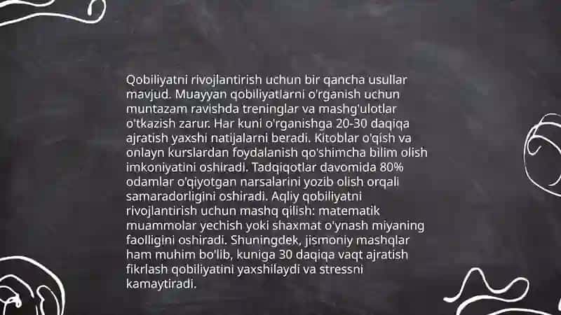 Qobiliyatni Rivojlantirish Usullari 3