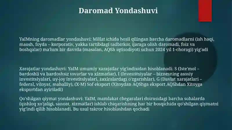 Yalpi ichki mahsulotlarni hisoblash usullari 3