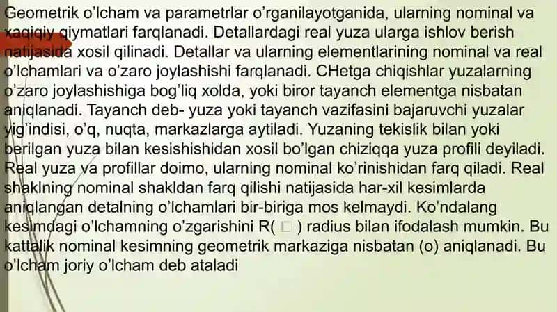 Detal yuzalarining shakldan joylashishdan og’ishlari 3