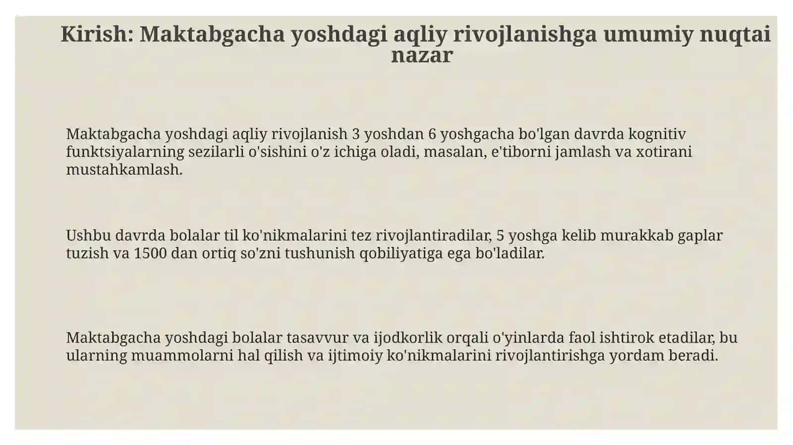 Maktabgacha yosh davrida psixik rivojlanish 3