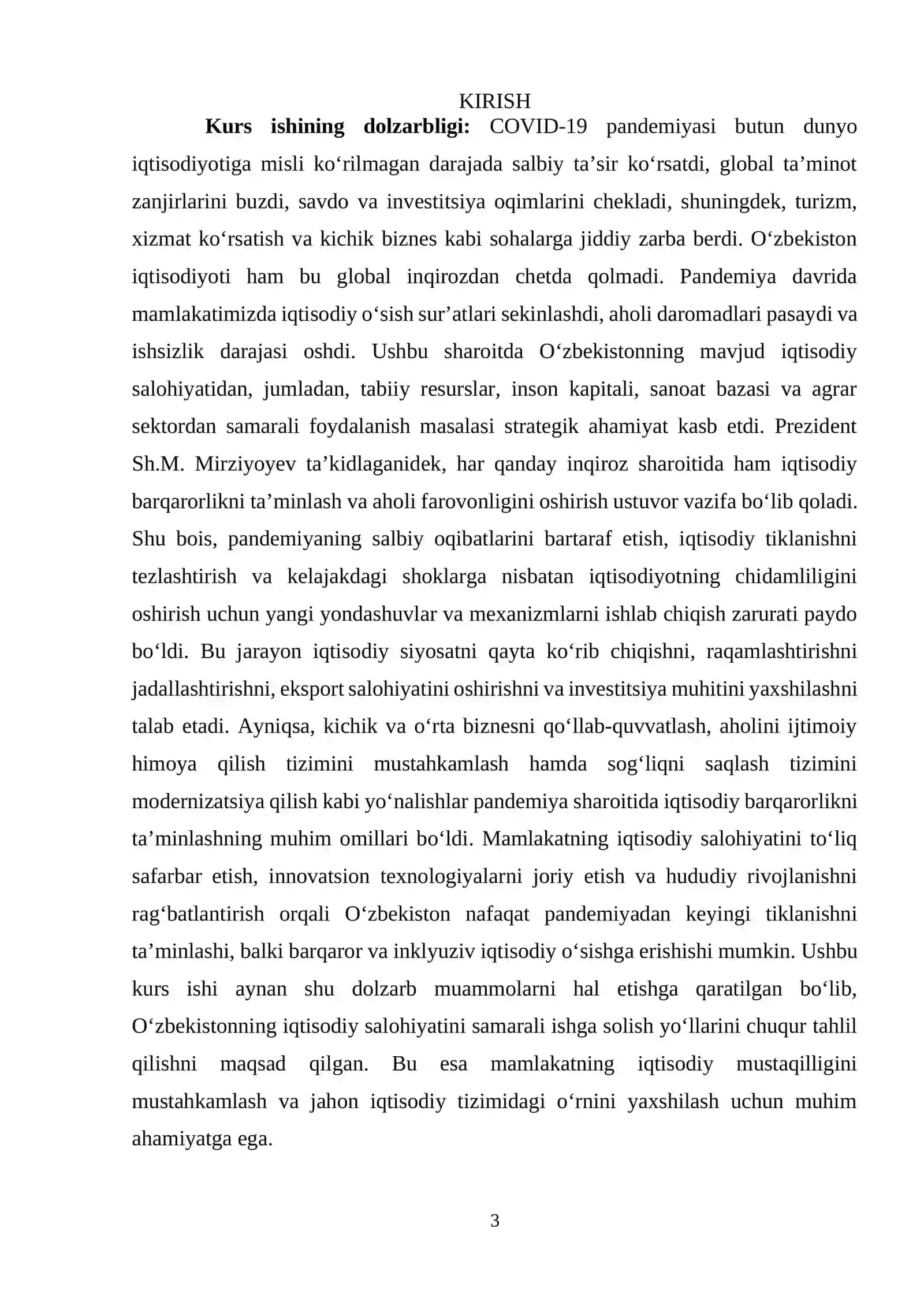 Pandemiya oqibatlarini bartaraf etishda o‘zbekistonning iqtisodiy salohiyatidan samarali foydalanish yo‘llari 3