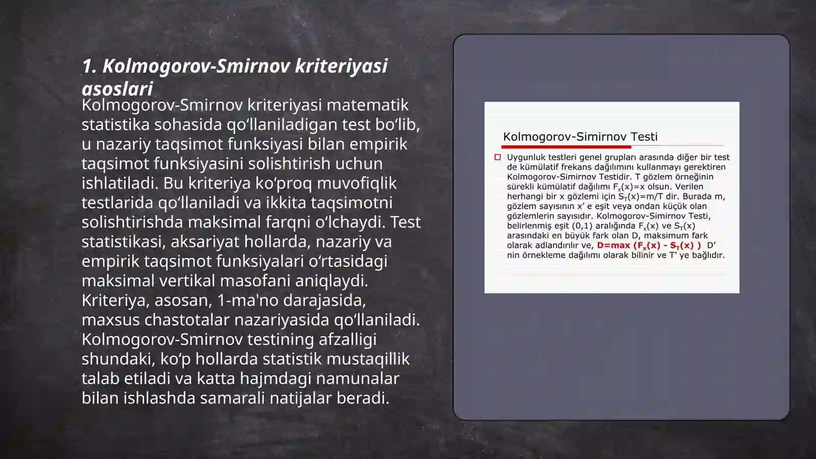 Kolmogorov-Smirnov kriteriysi va uni qo'llash 3