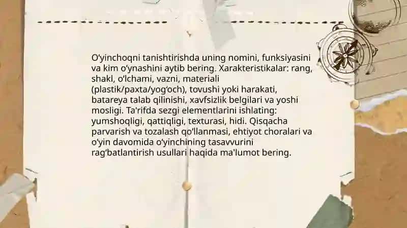 O‘yinchoq va predmetlarga qarabhikoya qilishga o‘rgatish 3