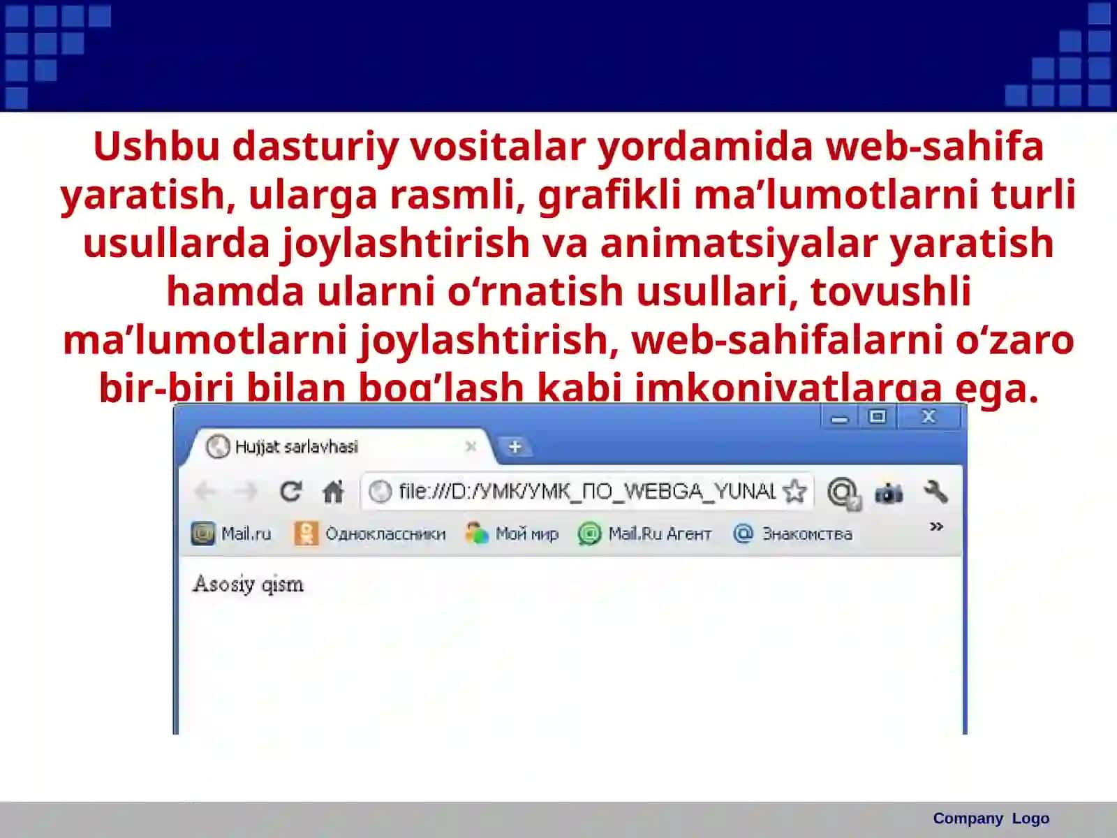 Web-dizayn va uning dasturiy ta'minoti. Macromedia flash dasturiy yordamida web-sahifa yaratish va bezash 3