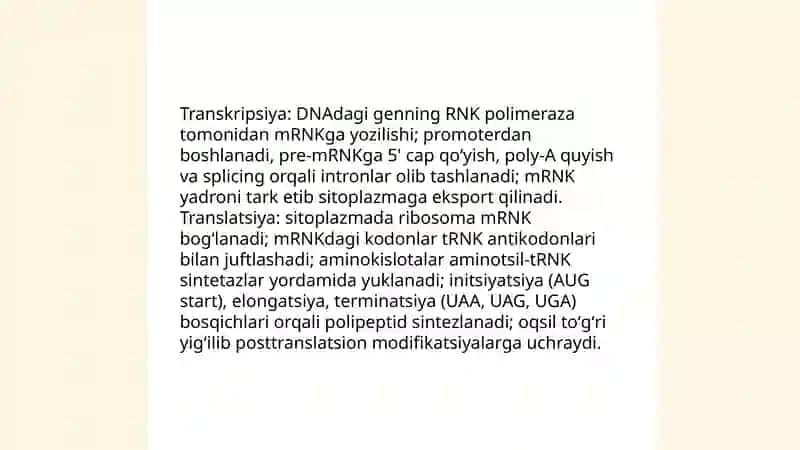 Oqsil biosintezi. Kodon va antikodon 3