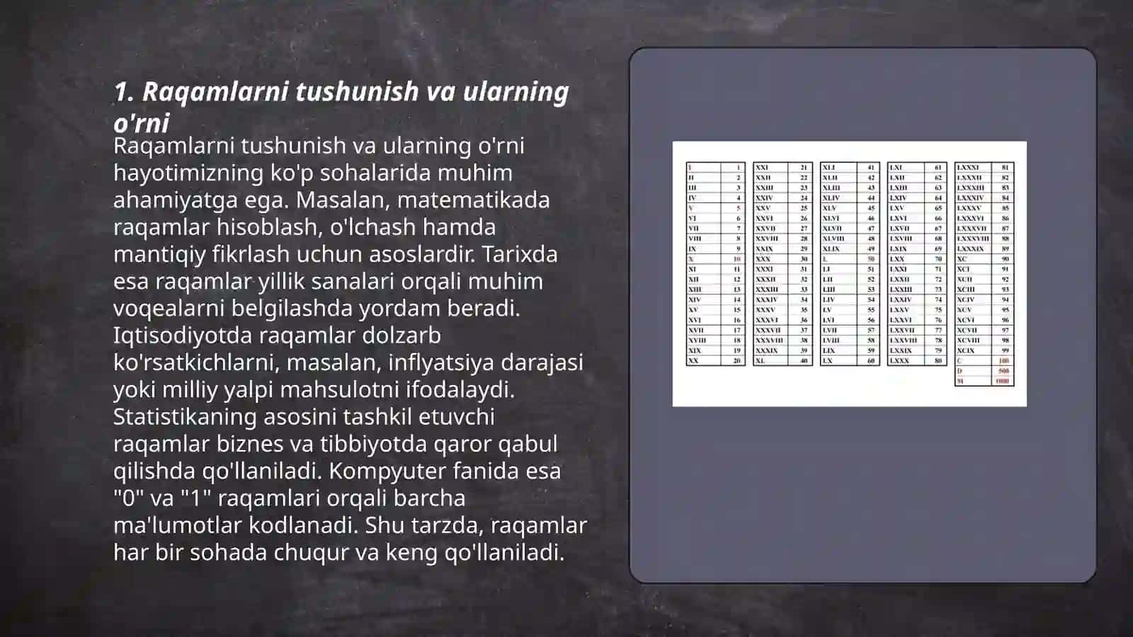 Raqamlarni tushunish va ularning o'rni hayotimizning ko'p sohalarida muhim ahamiyatga ega 3
