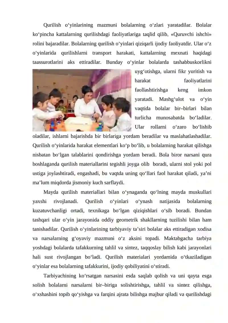 Katta yoshdagi bolalar guruhida qurish yasash mashgulotlari 3