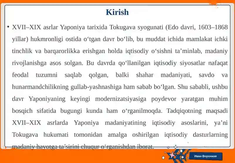 XVII–XIX asrlarda Yaponiya madaniyati iqtisodiy dasturlari 3
