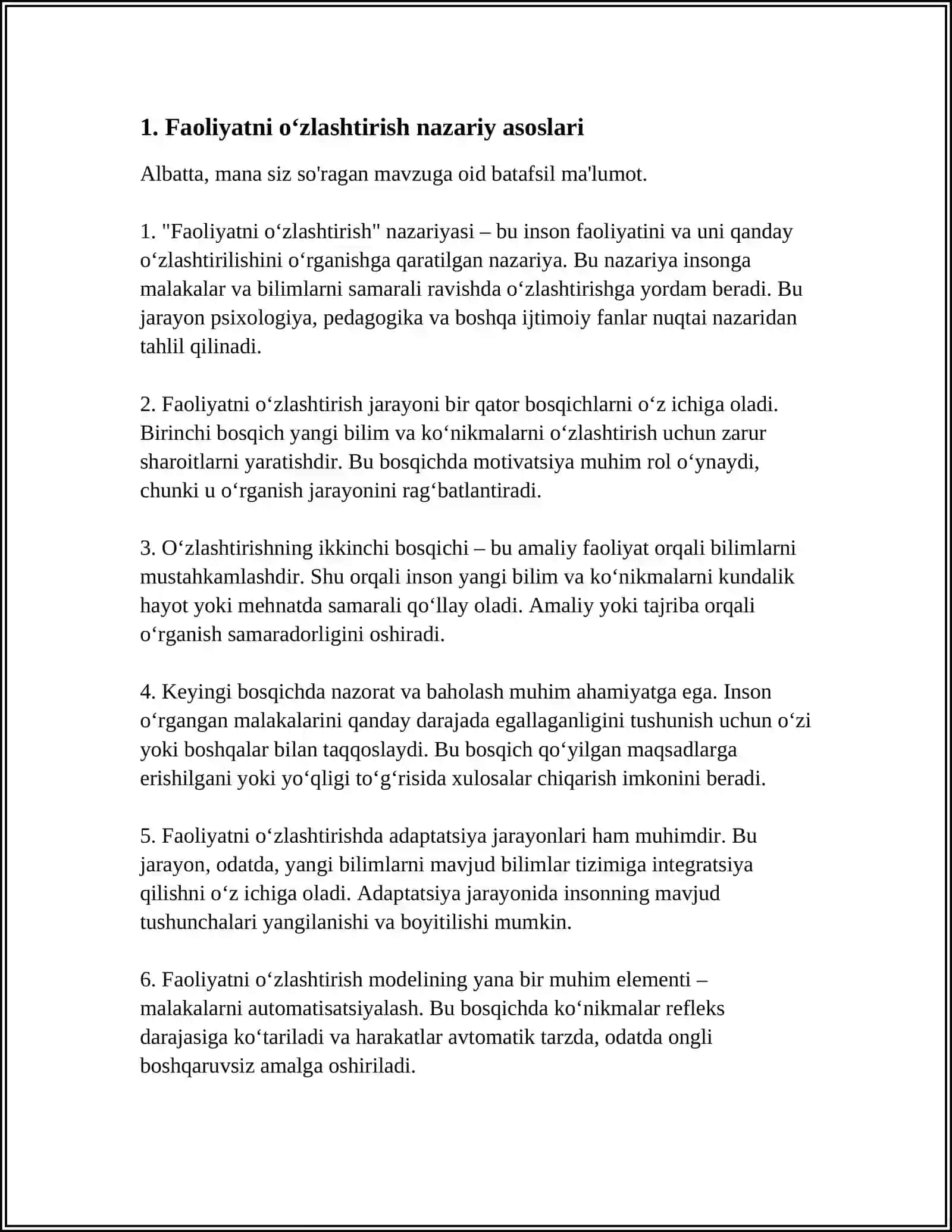 FAOLIYATNING O‘ZLASHTIRILISHI VA MALAKALARNI YEGALLASH 3