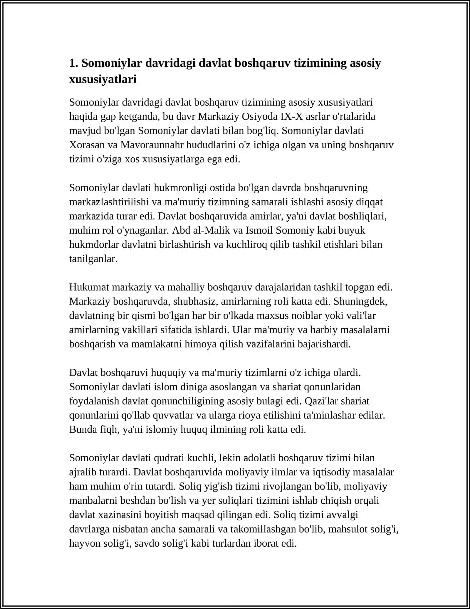 SOMONIYLAR DAVLAT BOSHQARUV TIZIMI REFERAT 3