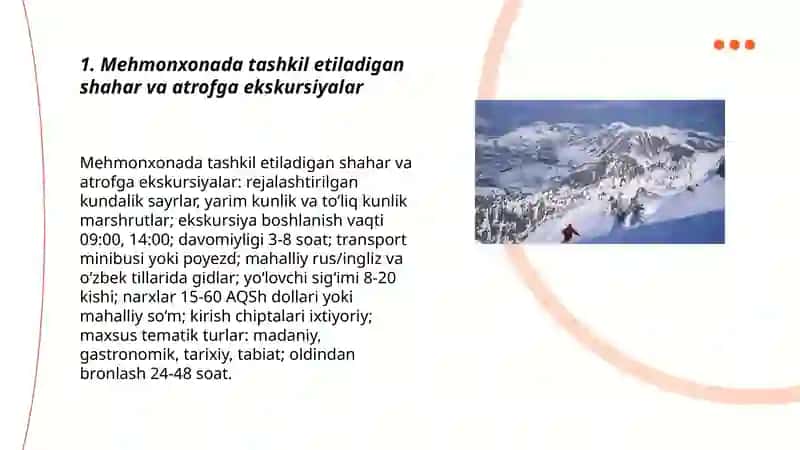 Mexmonxonada turistlarning bo'sh vaqtini mazmunli o'tkazish yo'llari 3