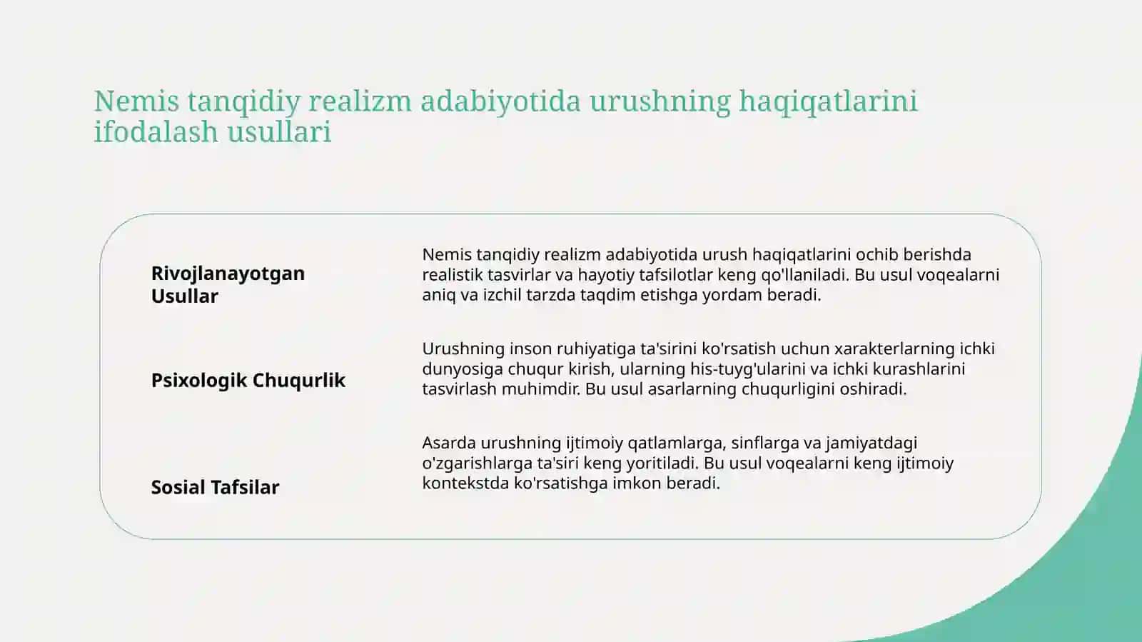 Nemis tanqidiy realizm adabiyoti. Remark ijodi G'arbiy frontda o'zgarish yo'q 3