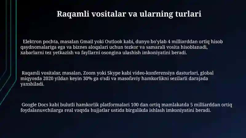 Raqamli vositalar va kasbiy muloqotda ularning qo'llanilishi 3