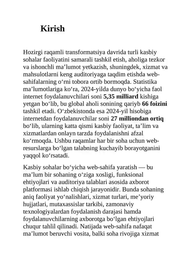 Kasbiy sohalar bo‘yicha web-sahifa yaratish 3