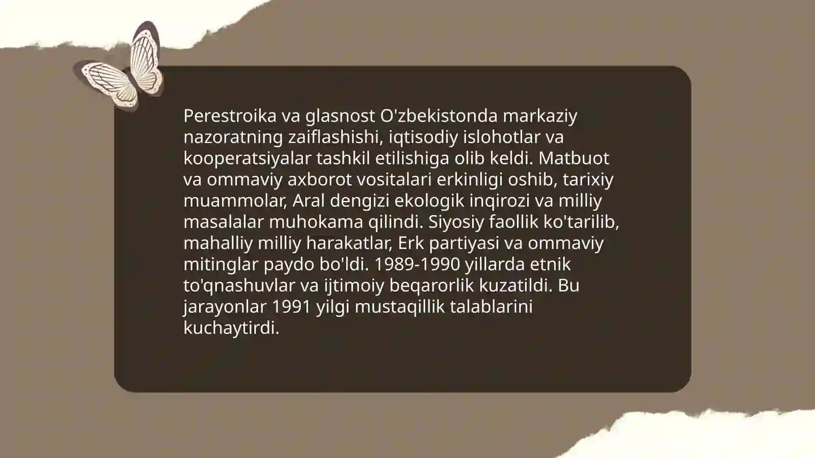 Mustaqillikka erishish arafasida O'zbekistondagi ijtimoiy siyosiy jarayonlar 3