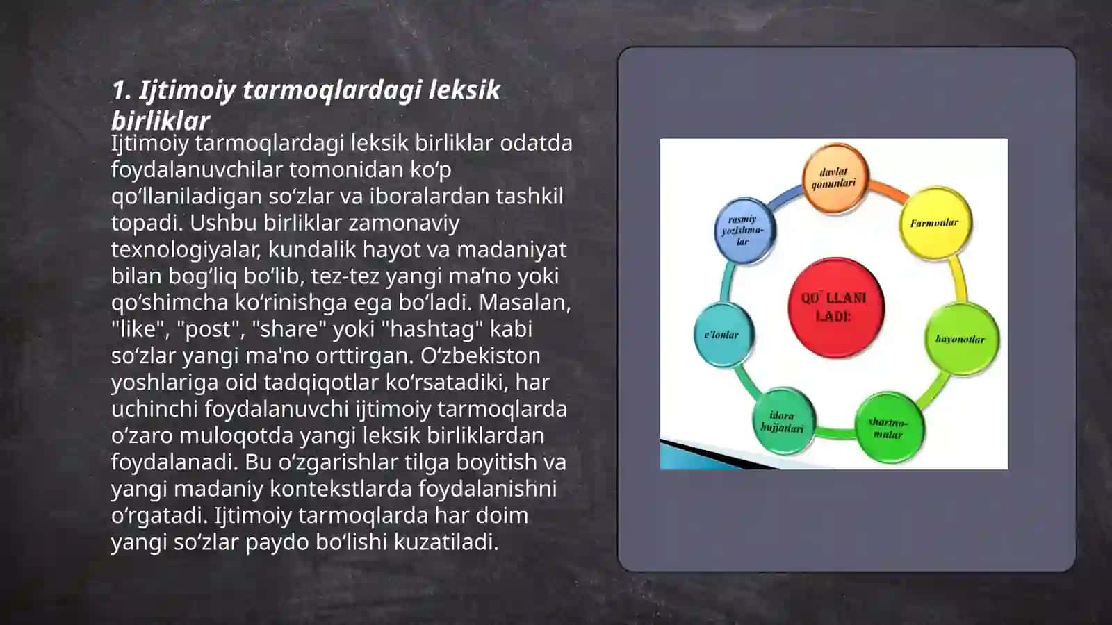Ijtimoiy tarmoqlarda qôllanuvchi nutqiy birliklarning elektron bazasini shakllantirish Norbôtayeva Obod 3