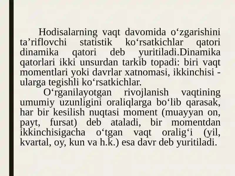 Dinamika va statistika o'rganish uslubi 3