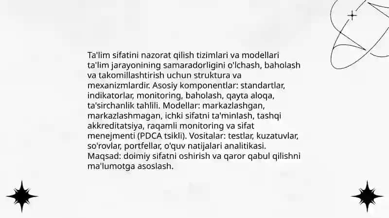 Ta'lim sifatini nazorat qilish usullarini o'rganish 3