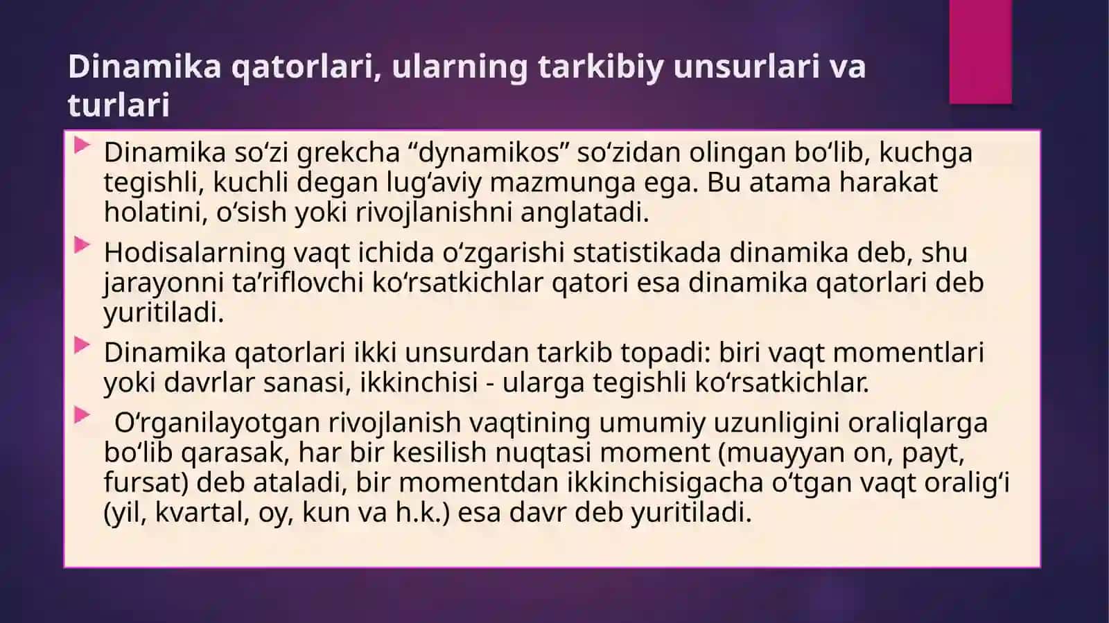 Dinamikani statistik o‘rganish usullari 3