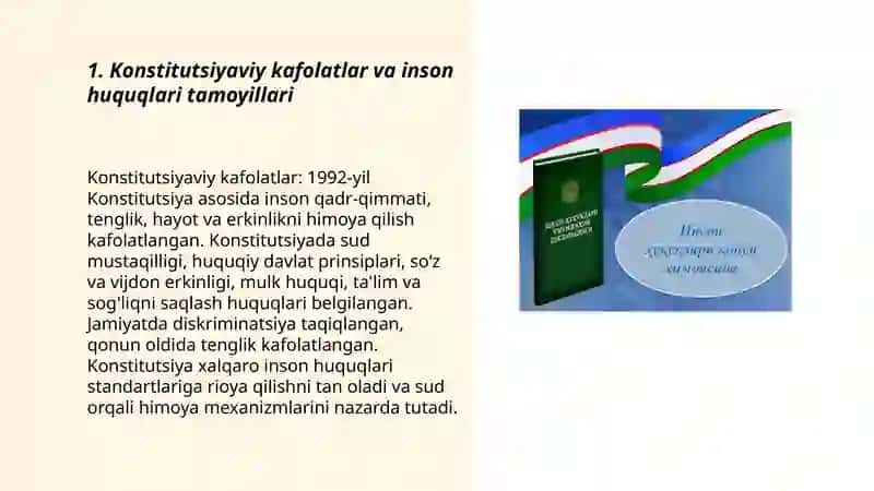 Yangi oʻzbekistonda inson haq-huquqlari va erkinliklari kafolatining yaratilishi 3