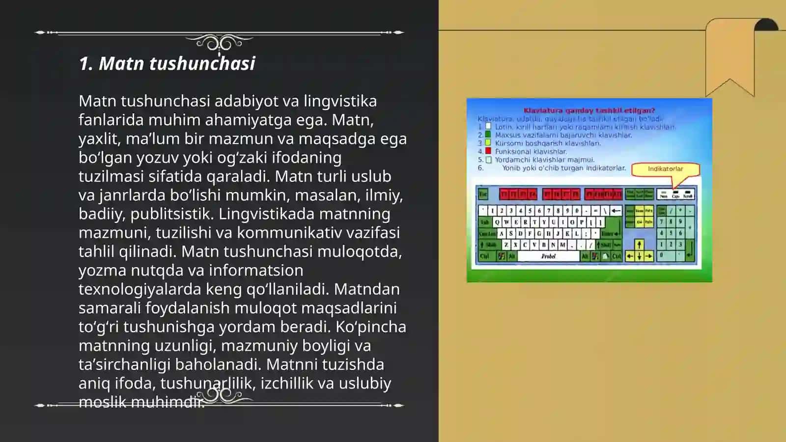 Matn va uning turlari. Matn hosil qiluvchi vositalar 3