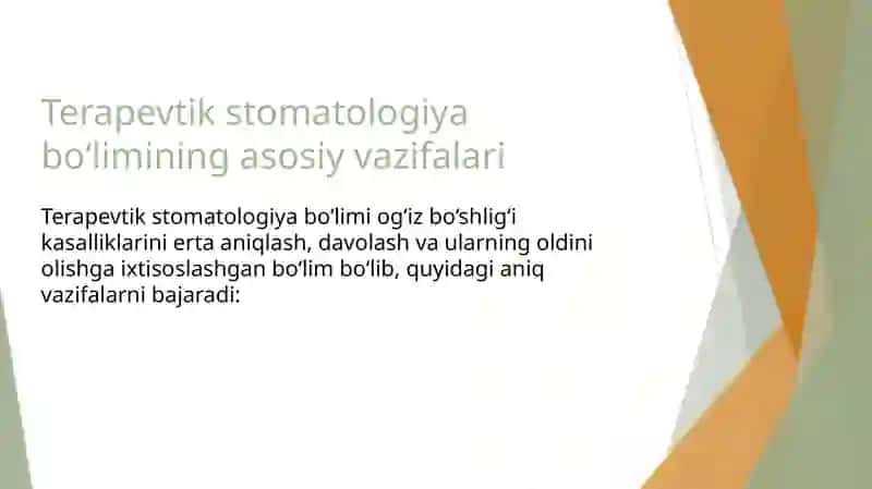 Terapevtik stomatologiya bo‘limini tashkil etish 3