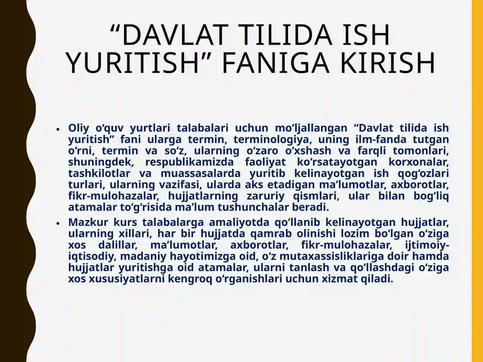 Davlat tilida ish yuritish fanining maqsad va vazifalari 3