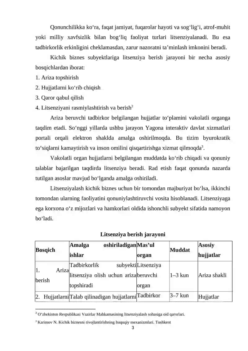 KIСHIK BIZNЕS VА TАDBIRKОRLIK KОRXОNАLАRIGА LITSЕNZIYА BЕRISH TАRTIBI 3