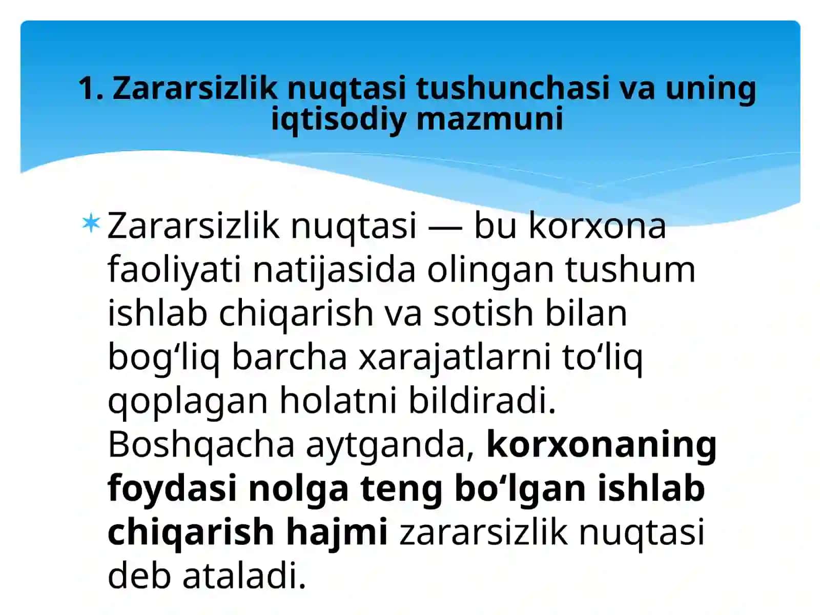 Zararsizlik nuqtasini aniqlash 3