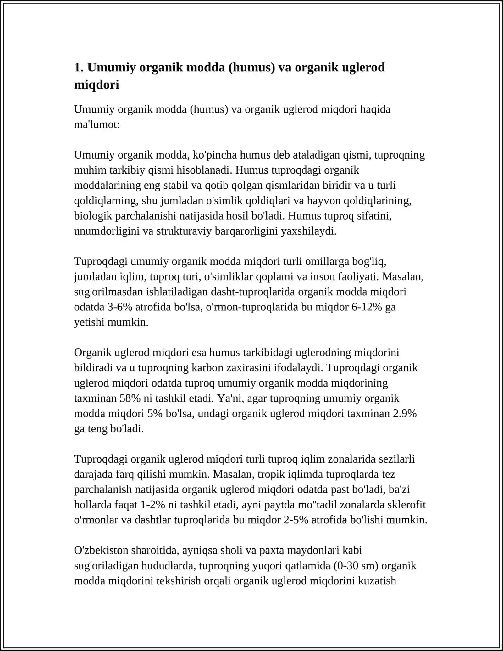 TUPROQ UNUMDORLIGINI TAVSIFLOVCHI ASOSIY KO‘RSATKICHLAR 3