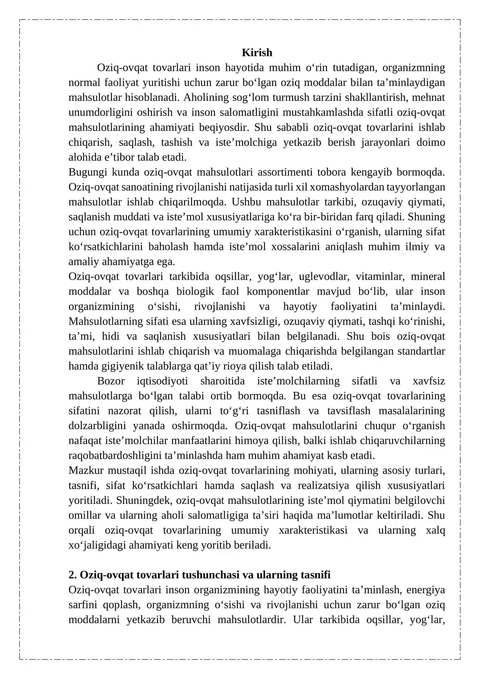 OZIQ OVQAT TOVARLARIGA UMUMIY XARAKTERISTIKA. 3
