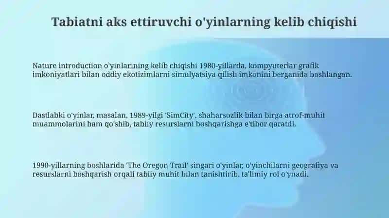 Tabiat bilan tanishtirish oyinlarini vujudga kelish tarixi 3