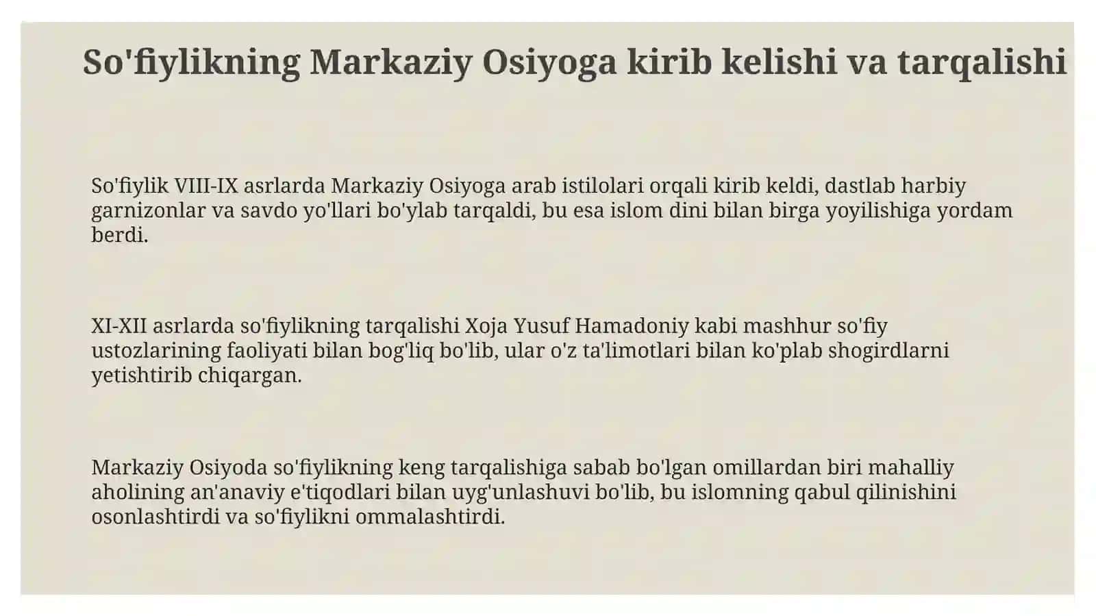 Markaziy Osiyoda Tariqatlarning shakllanishi 3