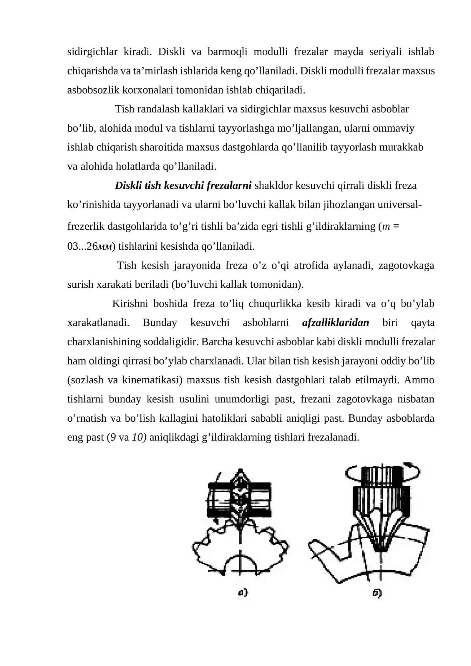 Tishli g`ildiraklarni kesish uchun asboblar tayinlashi va har xil ko`rinishlari 3