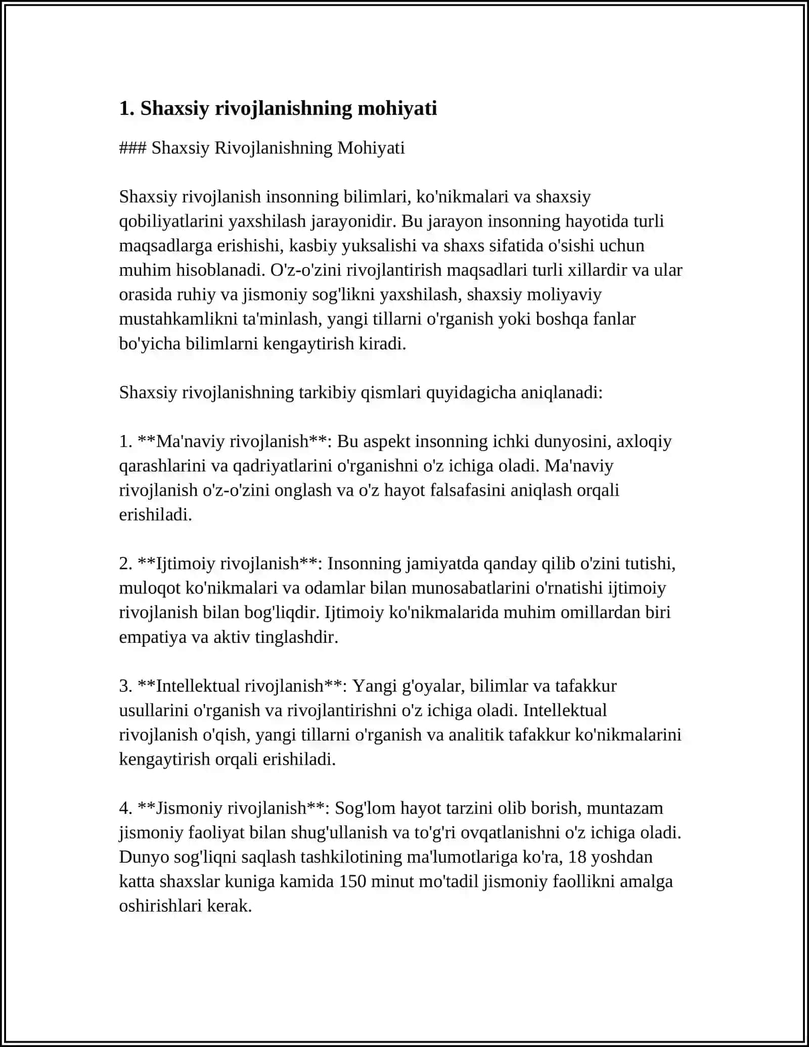 SHAXSIY RIVOJLANISHNI REJALASHTIRISH MAQSADI VA MOHIYATI. SWOT VA PEST TAHLILLARI 3