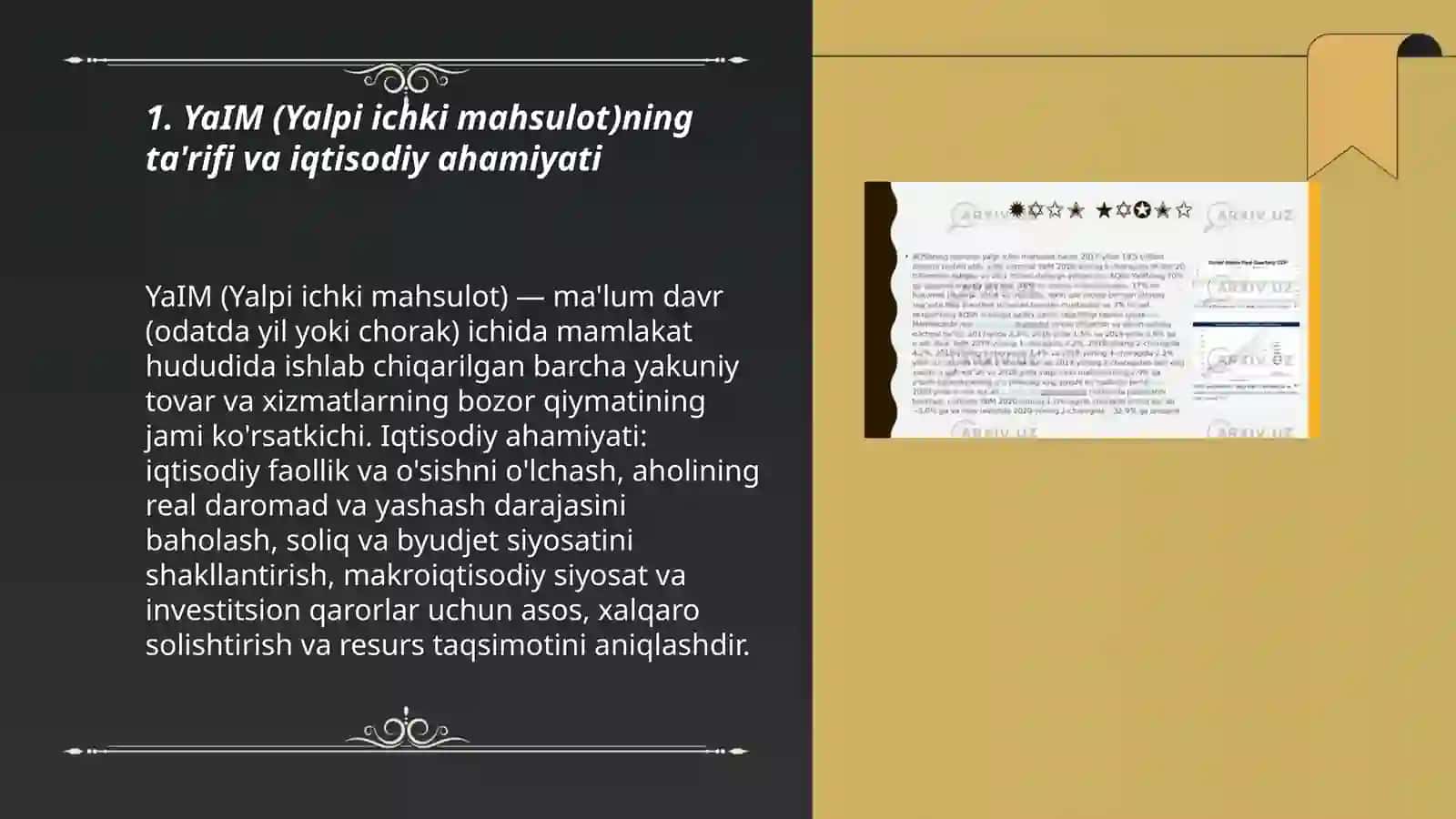 YaIM (Yalpi ichki Mahsulot) tushunchasi va uning o'lchash usullari 3