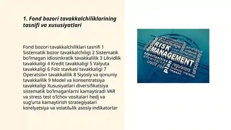Fond bozori tavakkkalchiliklarini boshqarish 3
