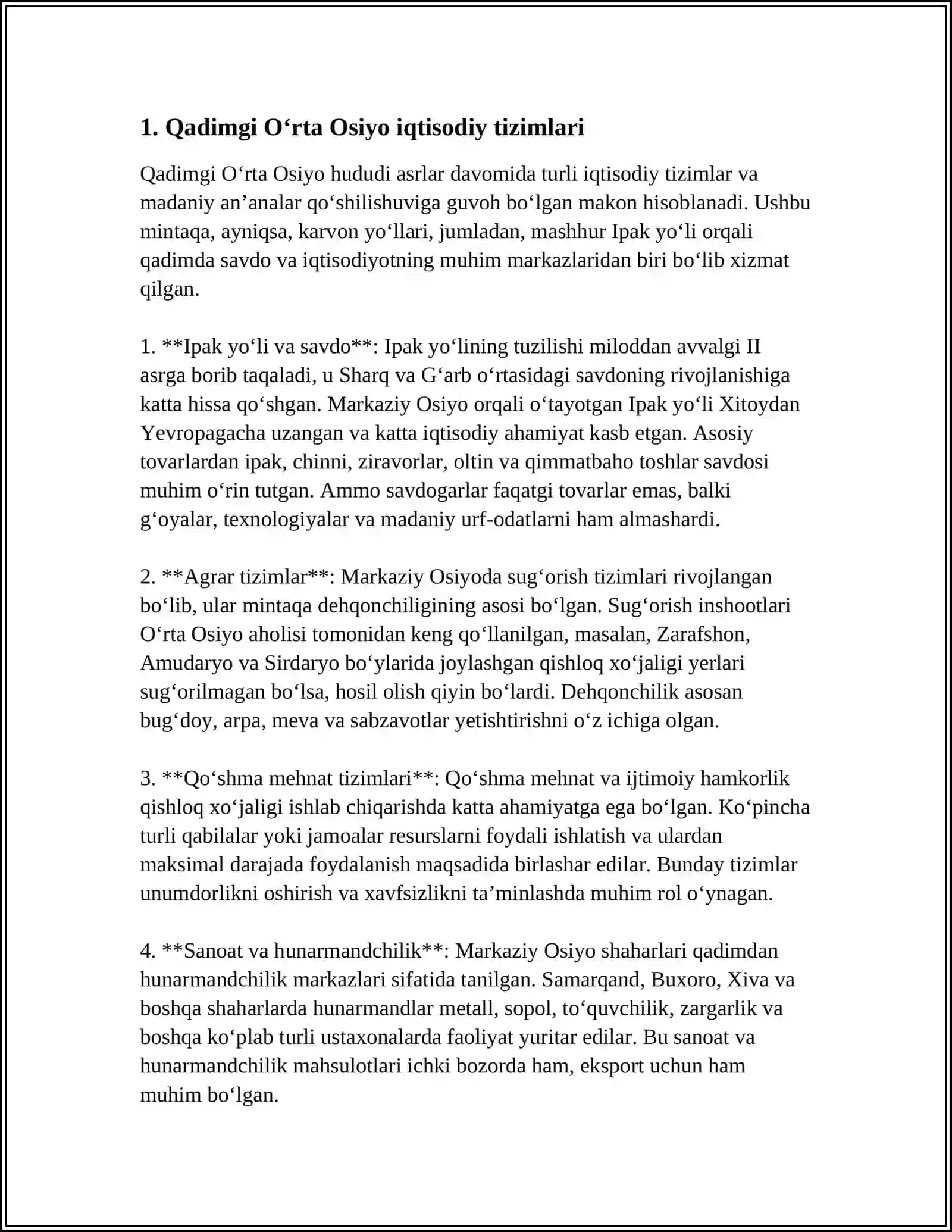 OʻRTA OSIYODA TEMURIYLAR DAVRIGACHA BOʻLGAN IQTISODIY GʻOYALAR VA TEMURIYLAR DAVRIDAGI IQTISODIY GʻOYALAR 3