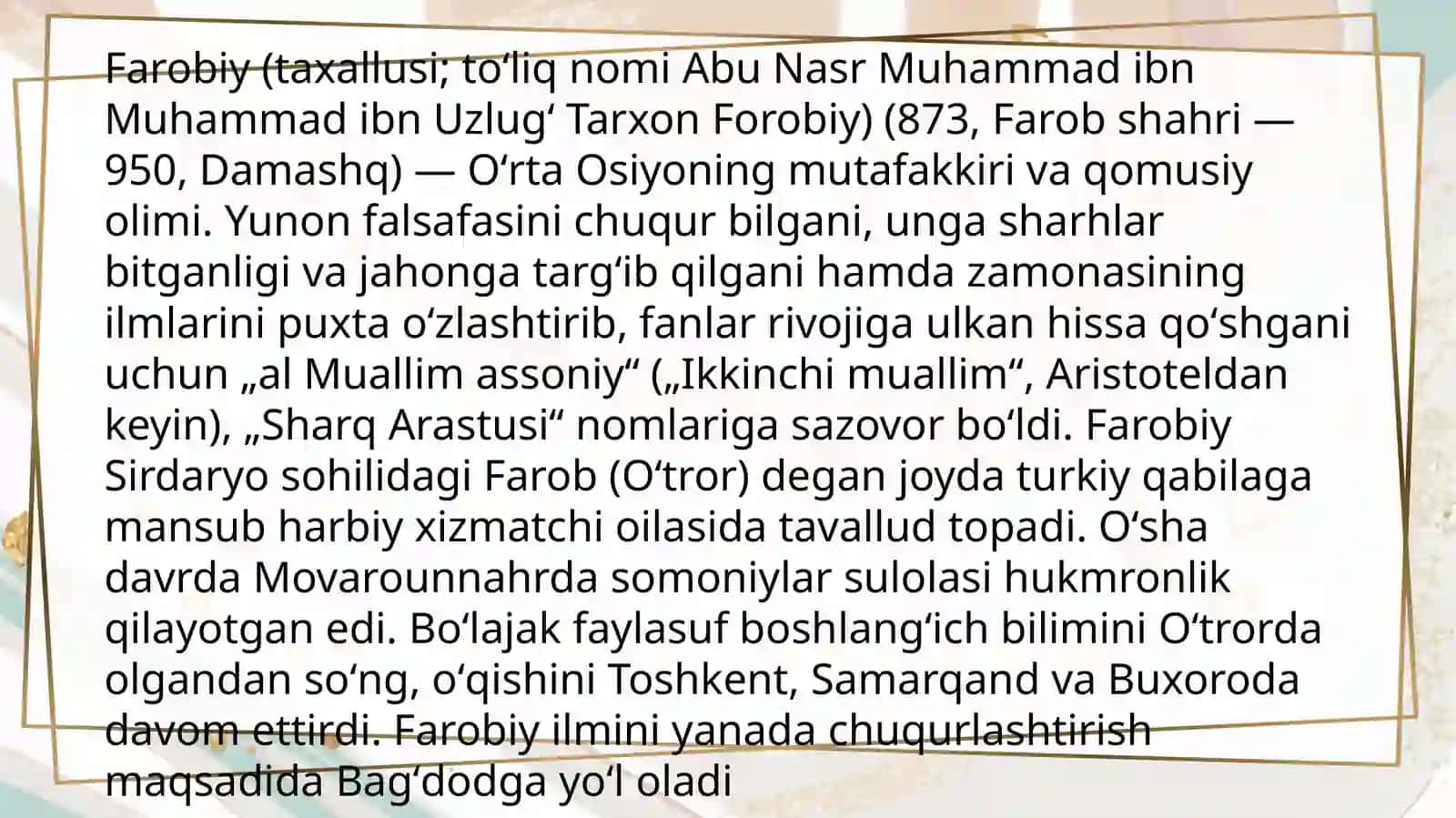 Sharq Uygonish davri mutafakkiri Abu Nasr Farobiy asarlari 3