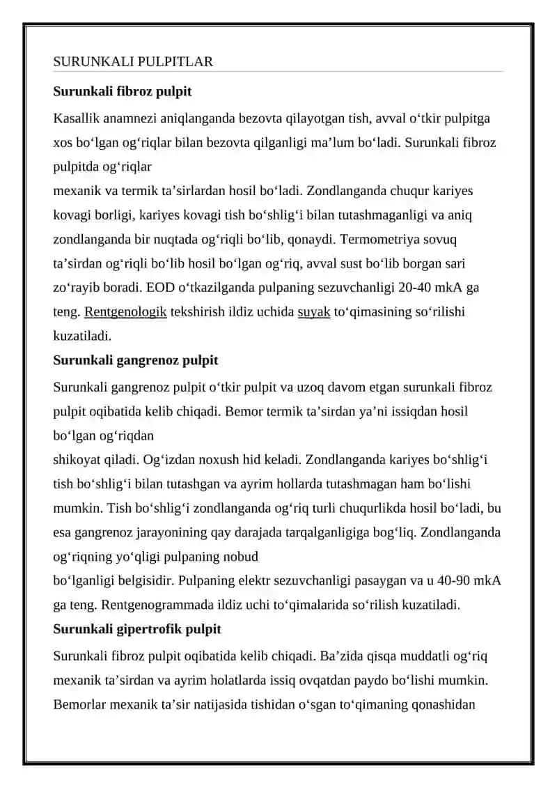 PULPITNING PATOLOGIK ANATOMIYASI 3