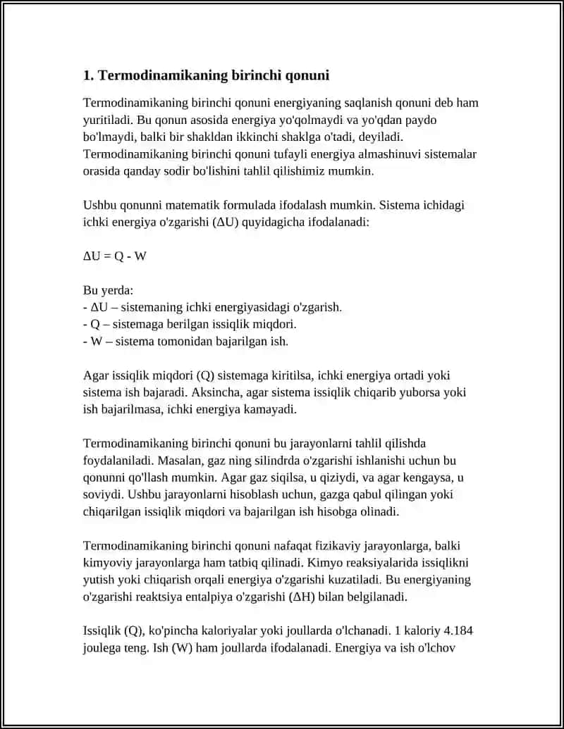 TERMODINAMIKA QONUNLARINI FAZAVIY ÒTISH JARAYONLARIGA QÒLLASH 3