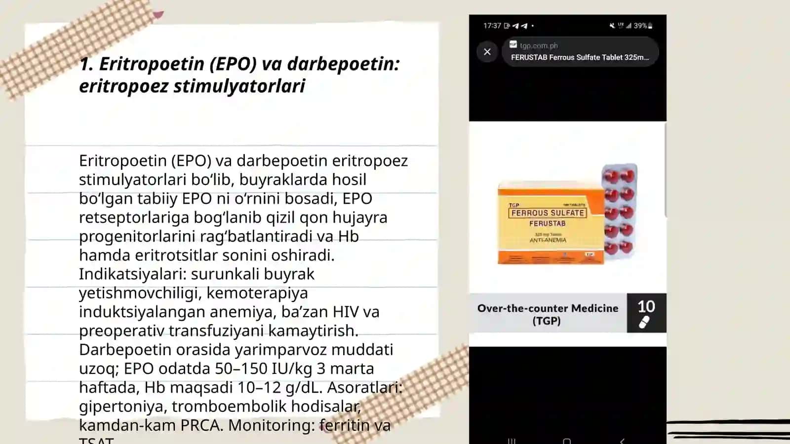 Eritropares va leykopoezga tasir qiluvchi dori vositalari 3